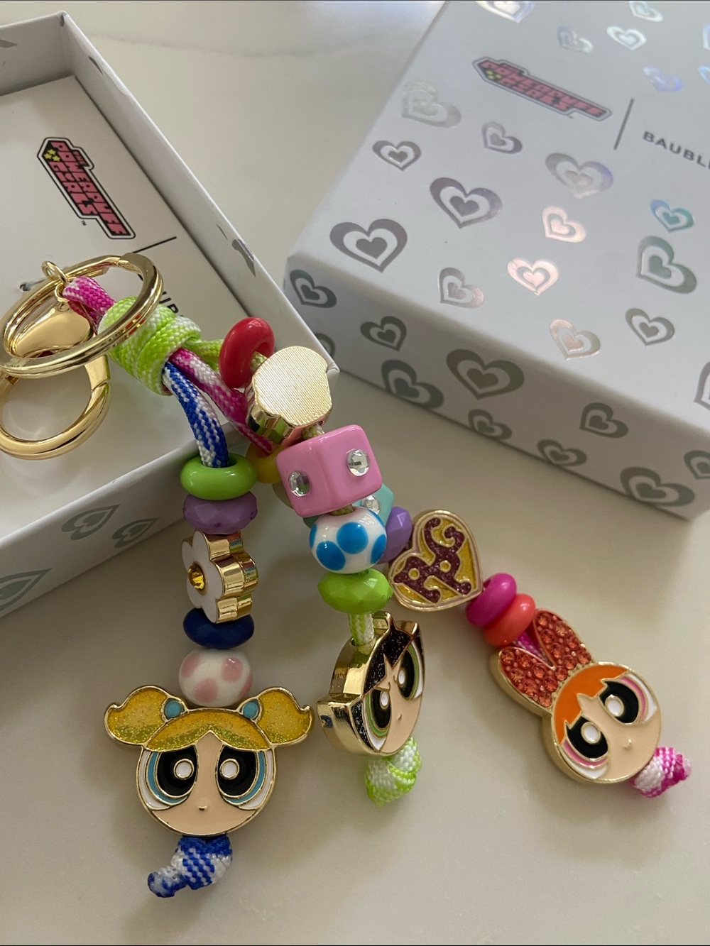 BaubleBar Pink & Multicolor Powerpuff Girls Beaded Keychain Charm - Picture 9 of 14